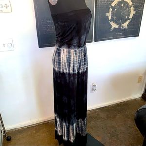 SILVERGATE STRAPLESS JUMPSUIT COTTON BLACK, WHITE AND GRAY TIE DYE. SIZE M